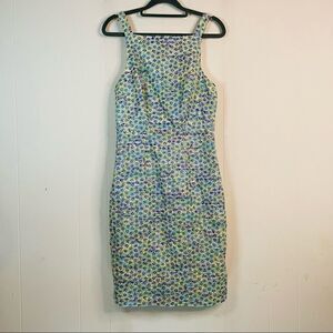 J. Crew Metallic Daisy Floral Jacquared Textured Dress Size 4